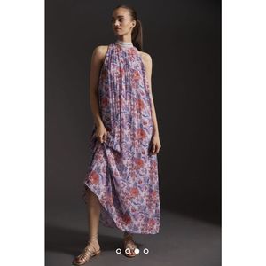 New Anthropologie Pinnacle by Shruti Sancheti Printed Halter Maxi Dress Size Xs